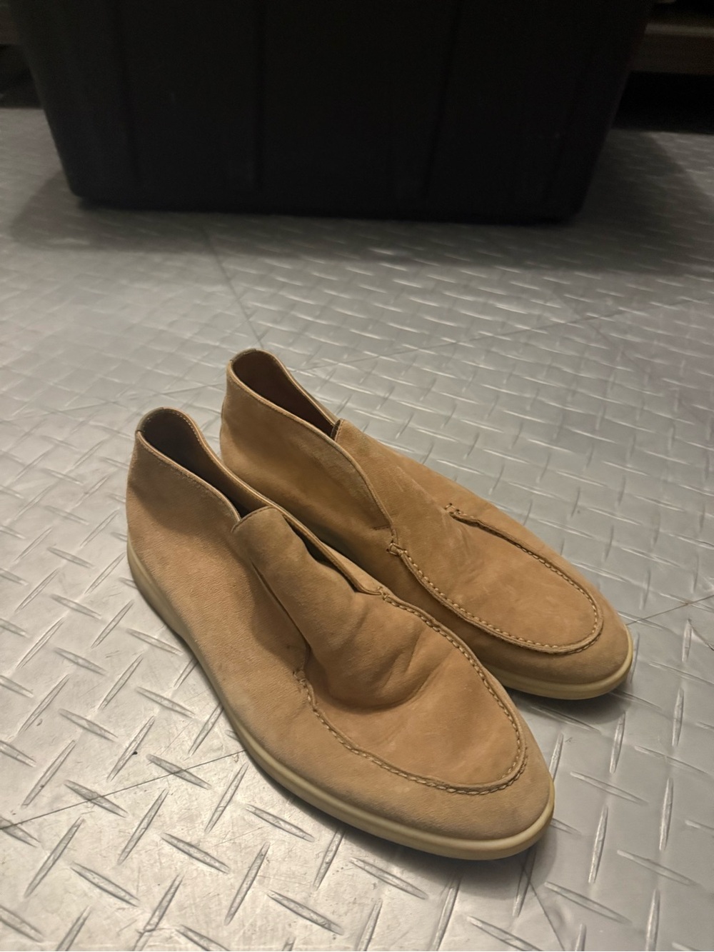 Loro Piana Tan Suede Slip-On Loafers